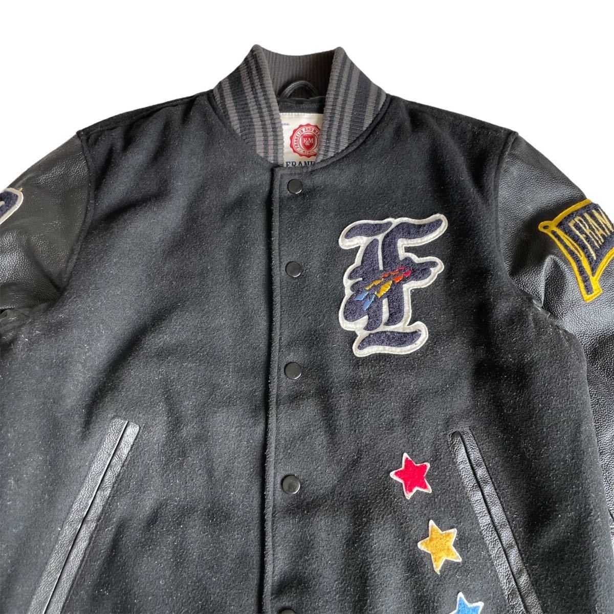 FRANKLIN&MARSHALL 【漢の鉄板】スタジャン L ウール BLK 袖 レザー