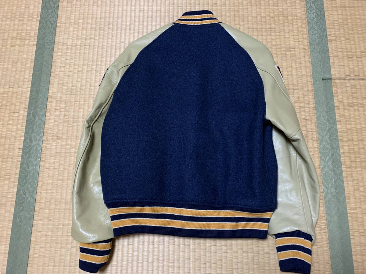 ◇東洋 ホワイツビル 袖革 レザー スタジャン 赤黒 36
