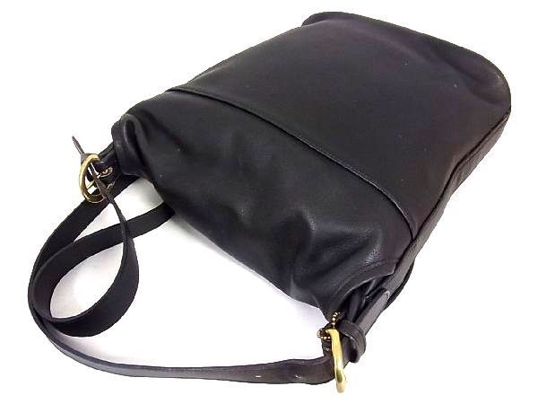SALE，定番人気 1円 COACH コーチ オールドコーチ ヴィンテージ USA アメリカ製 レザー ショルダーバッグ 斜め掛け 肩掛け メンズ ブラック系 BN3999