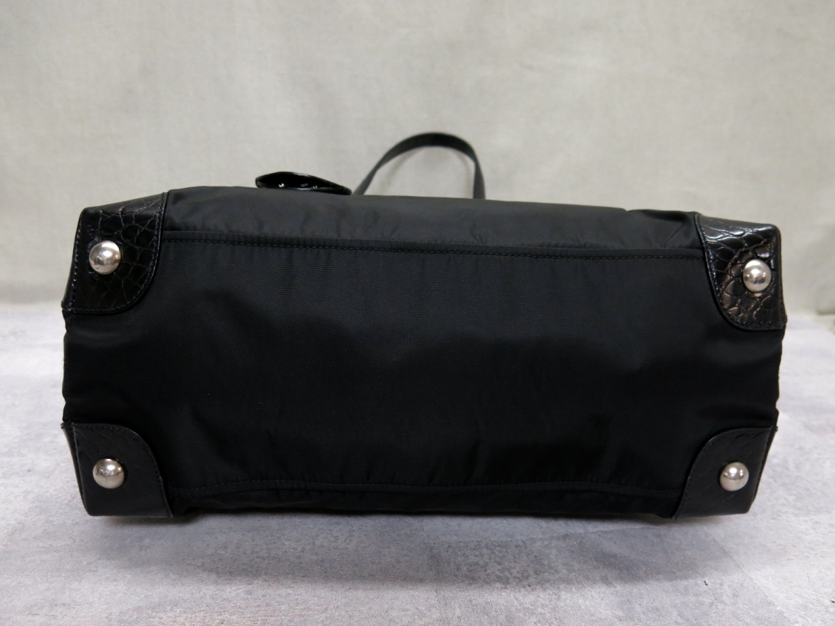 ○超美品○PRADA プラダ○ポコノ ナイロン クロコ 型押し レザー 本革 