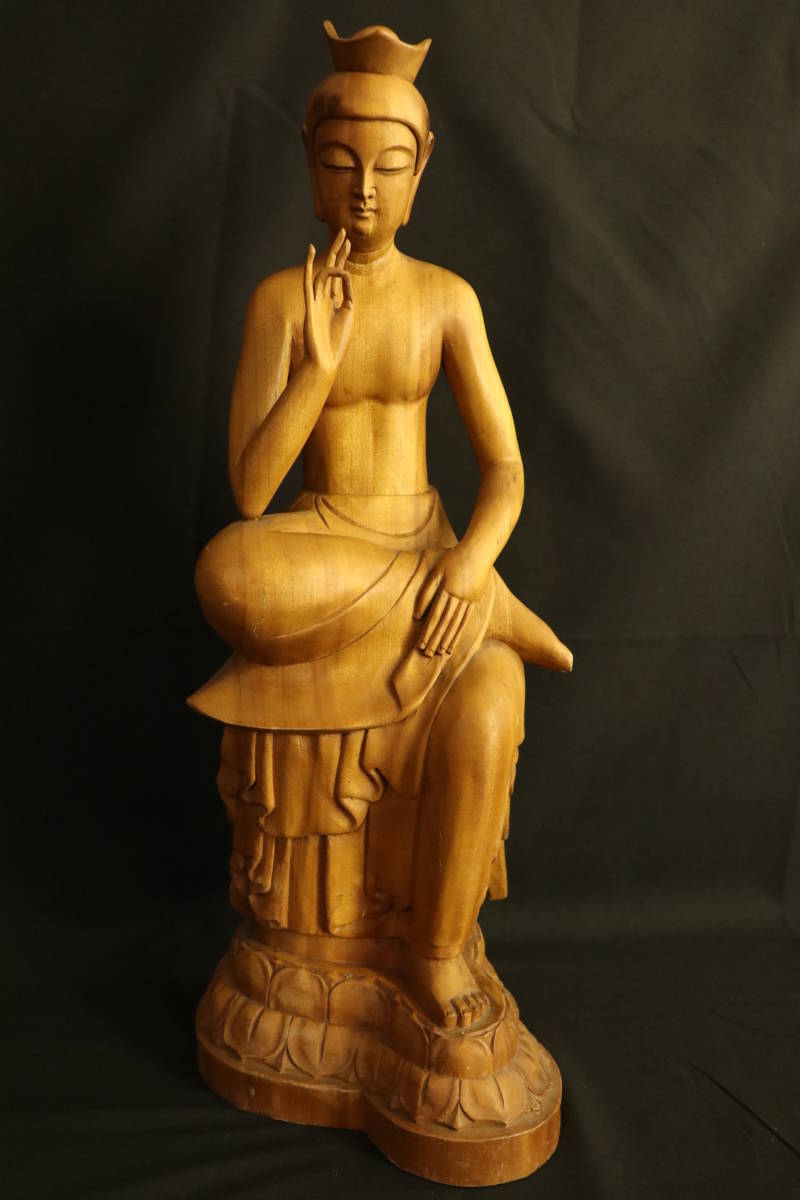弥勒菩薩 仏像 木製 高さ53cm 木彫り 彫刻 座像