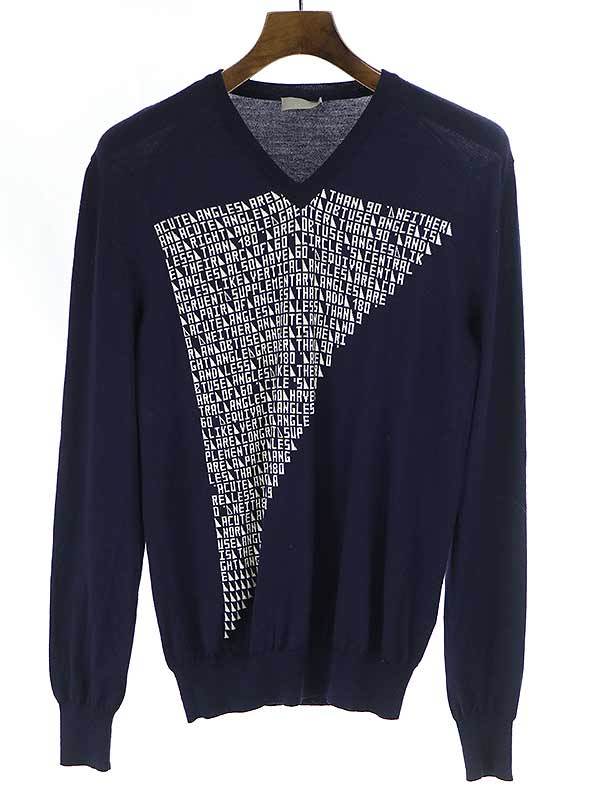 【安い，大得価】 Dior HOMME ディオールオム 09AW トライアングルメッセージニットセーター ネイビー メンズ(セーター)｜売買されたオークション情報、yahooの商品情報をアーカイブ公開 - オークファン 男性用
