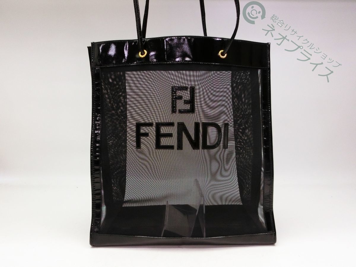 美品 フェンディ FENDI トートバッグ 黒 レザー ナイロン バッグ 極上 