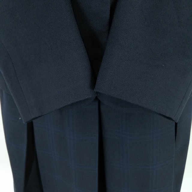 1円 イートン ベスト チェックスカート 紐タイ 等 上下5点セット 指定 160A 冬物 長袖 神奈川東海大学付属相模高校 紺 中古 ランクB EY5124_3