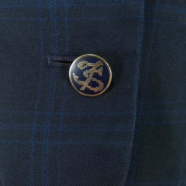 1円 イートン ベスト チェックスカート 紐タイ 等 上下5点セット 指定 160A 冬物 長袖 神奈川東海大学付属相模高校 紺 中古 ランクB EY5124_7
