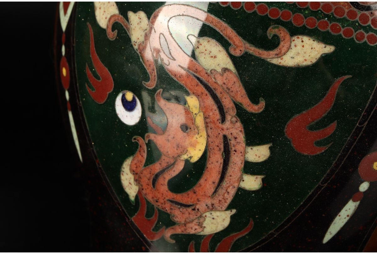 古玩 花瓶 公式 牡丹唐草 宝物 草花吉祥文様 骨董 中国美術 有線七宝