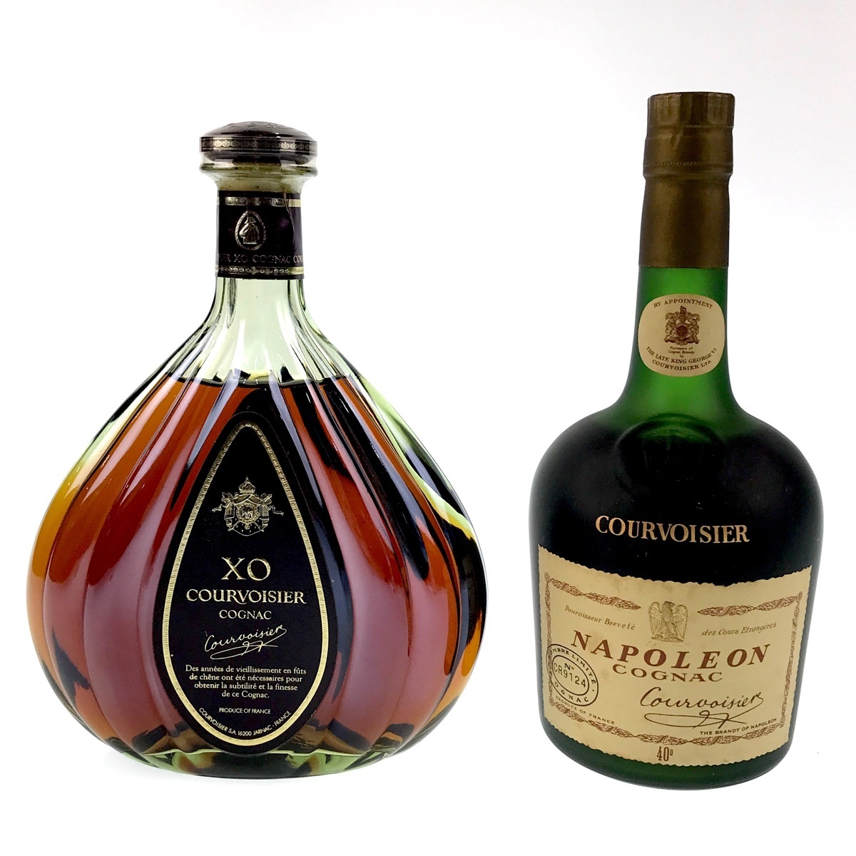 2本 クルボアジェ Courvoisier XO グリーンボトル ナポレオン 旧ボトル