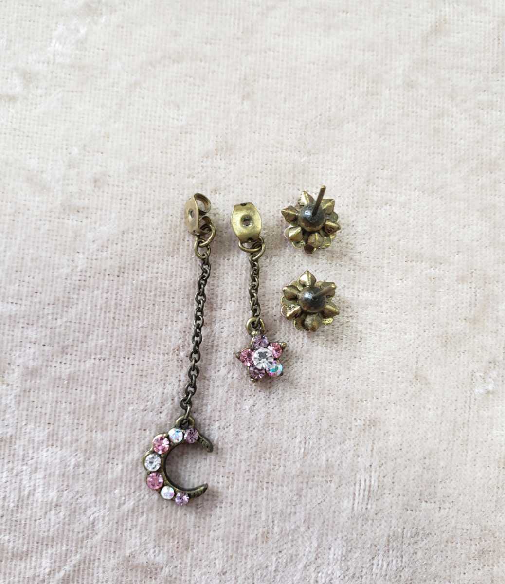 ☆中古☆ ピンク・クリア 月星キャッチ お花ピアス ミハエルネグリン 