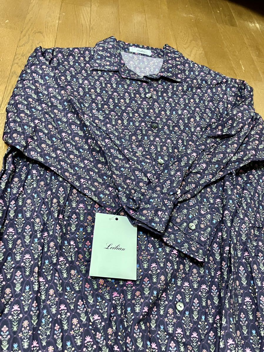 ◎未使用品◎Leilian◎ブラウス◎コットン100%◎百貨店商品◎高級ブランド◎日本製◎柄あり◎羽織り物としても！◎11号（約Lサイズ）◎