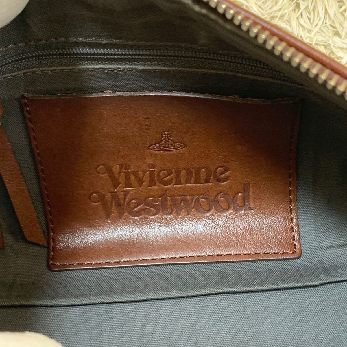 ヴィヴィアンウエストウッド ショルダーバッグ アーサー オーブ総柄 茶　レザー 美品 Vivienne Westwood ヴィヴィアンウエストウッド ショルダーバッグ