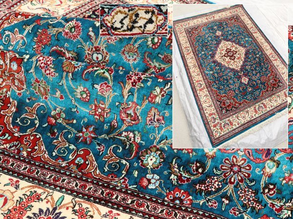 【限定SALE，新品】 魁 超特級品 最上手ペルシャ絨毯 総シルク 100万ノット 151&times;102.5㎝ ピクチャー厳選メダリオン柄 工房マーク 優美ブルー芸術品(カーペット一般)｜売買されたオークション情報、yahooの商品 カーペット一般
