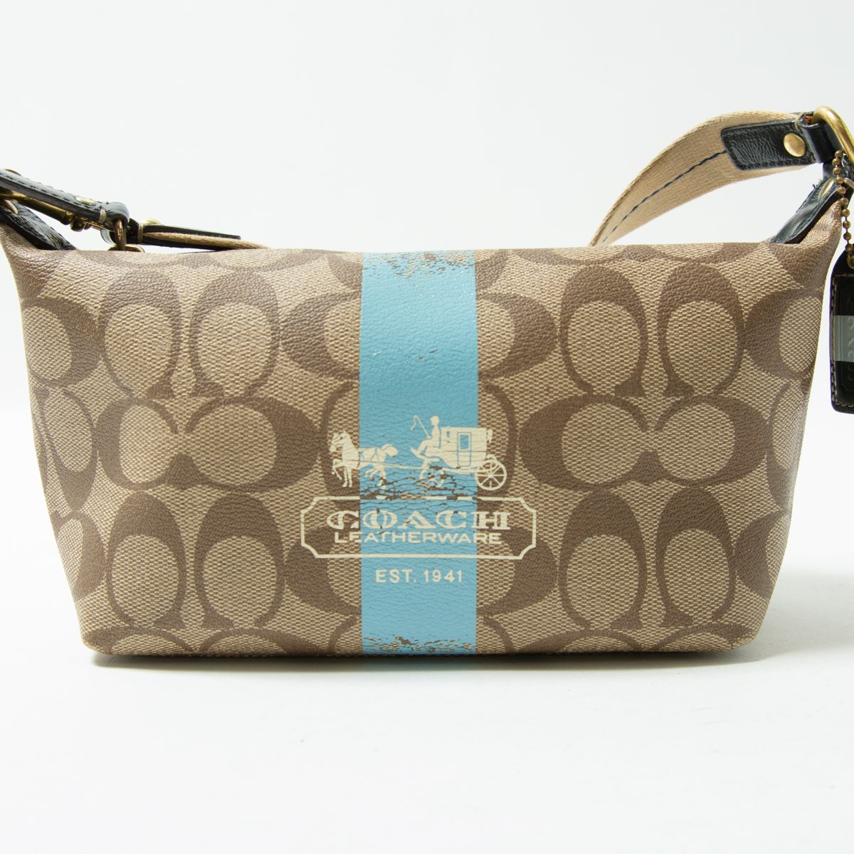COACH コーチ 41115 ヘリテージ ストライプ トップハンドルポーチ 
