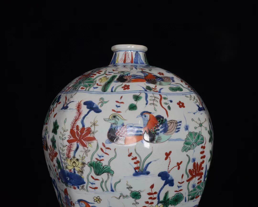 唐物明嘉靖五彩夫婦図(大珍品)清宋中国古 中国磁器骨董品 中国