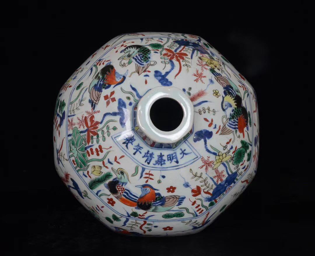 唐物明嘉靖五彩夫婦図(大珍品)清宋中国古 中国磁器骨董品 中国