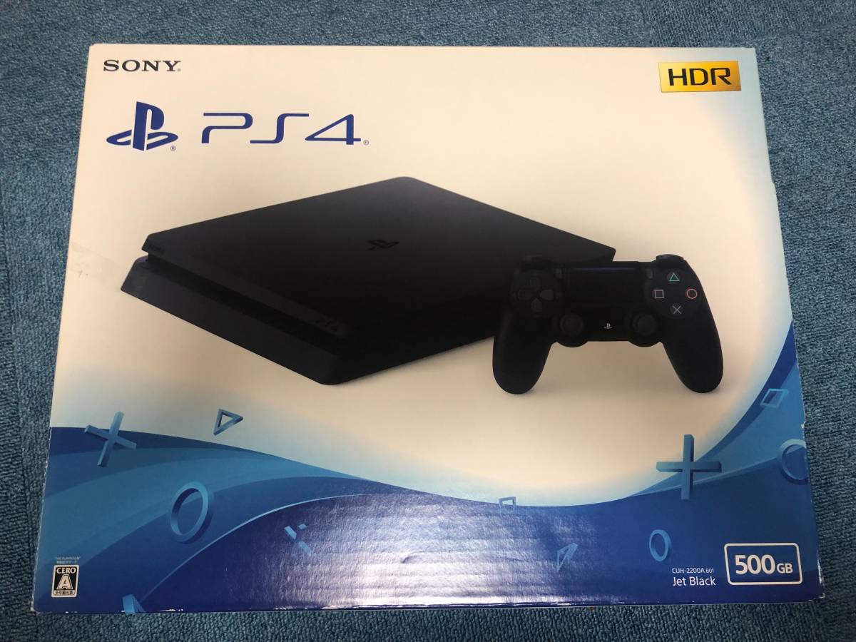 美品】PlayStation 4 ジェット・ブラック 500GB (CUH-2200AB01) ソニー