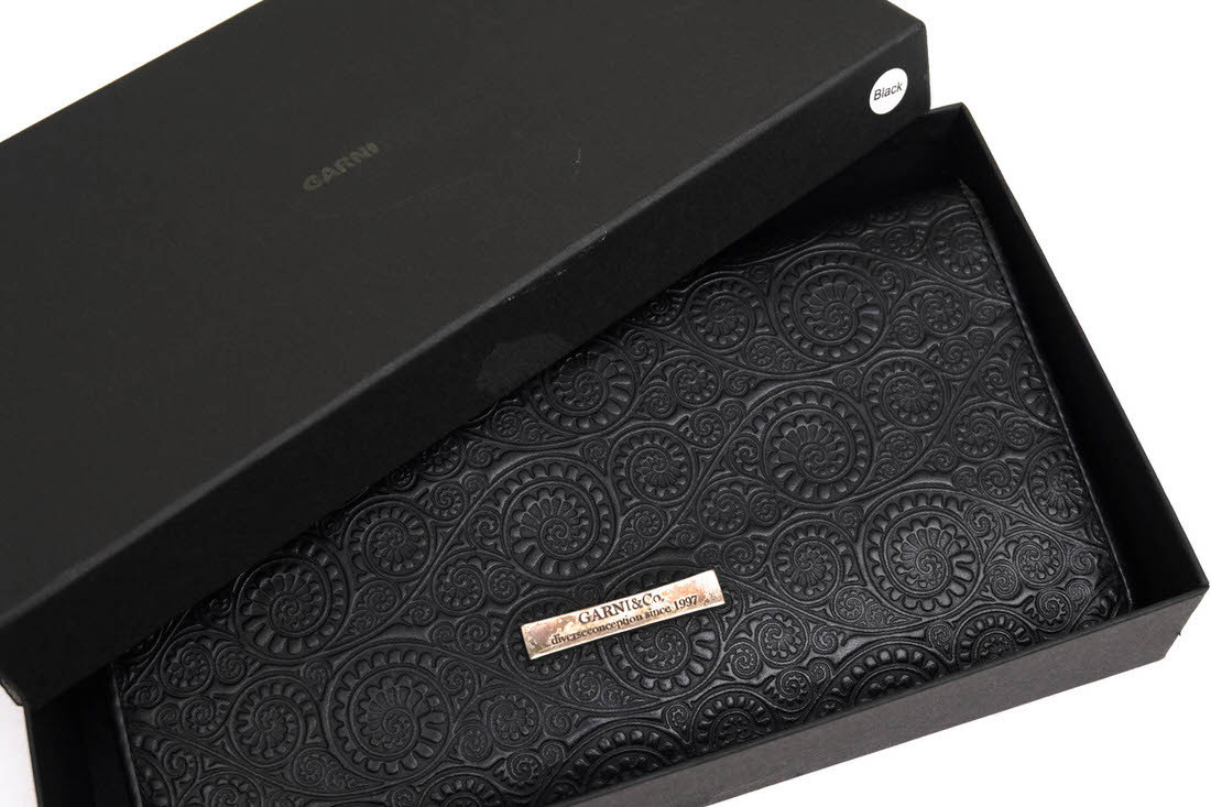 ガルニ ＧＡＲＮＩ 長財布 箱付 美品 GARNI ガルニ 長財布 Vine Pattern Long Wallet ミネルバリスシオ 牛革