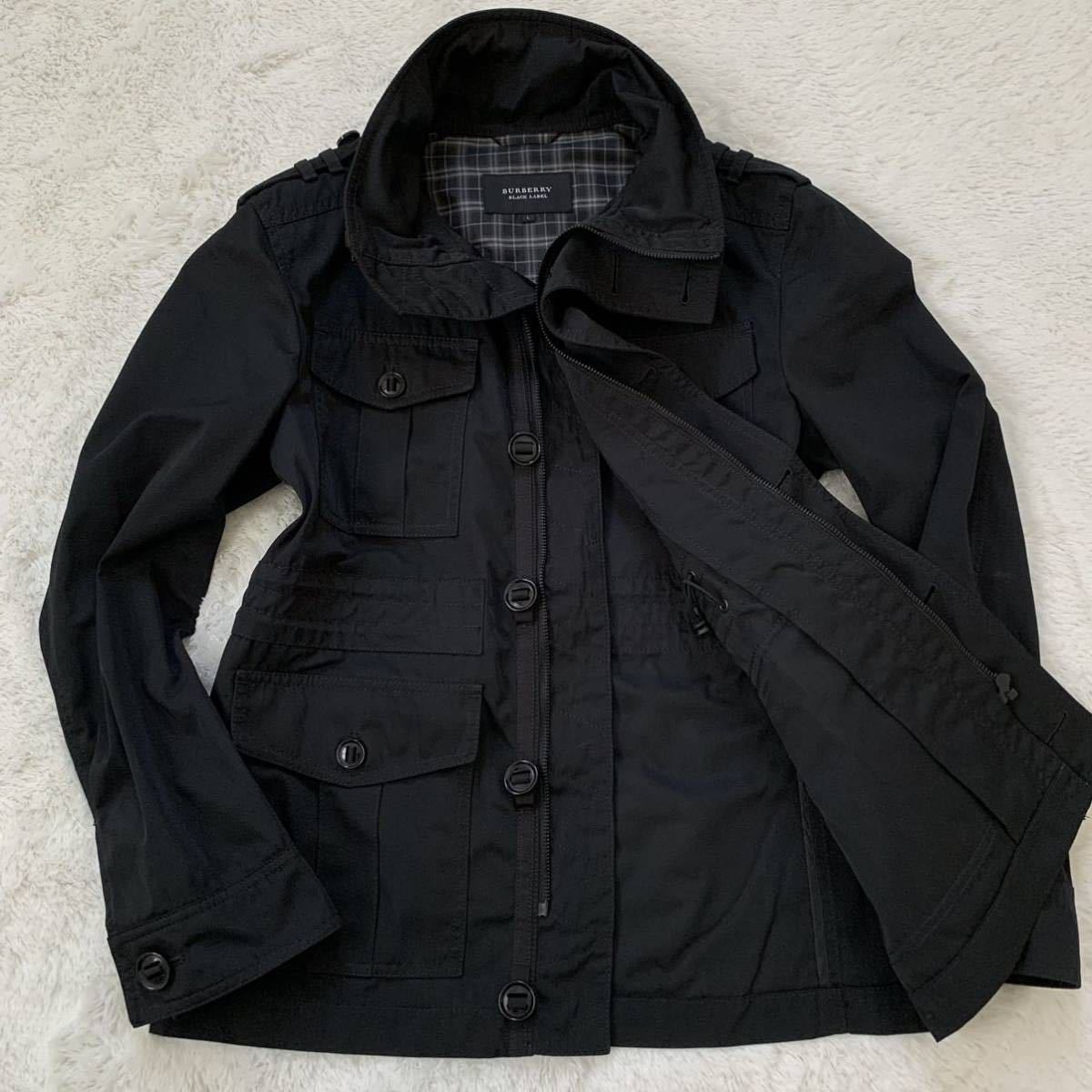 【美品】バーバリーブラックレーベル M-65 ミリタリージャケット ブルー系 L BURBERRY LABEL バーバリー BLACK ブラックレーベル M65 希少