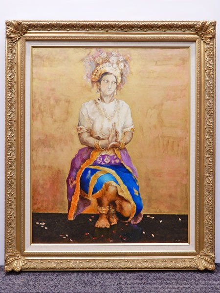 小磯良平 『ブロンド女性肖像画』 肉筆水彩 額装 小磯良平 『ブロンド