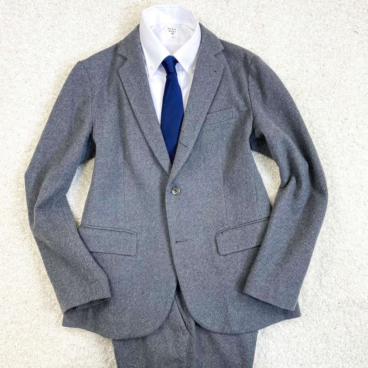 美品【EPOCA UOMO】大人の着こなし◎ウール100％ スーツセットアップ テーラードジャケット 灰色/グレー 46 M程度 エポカウォモ