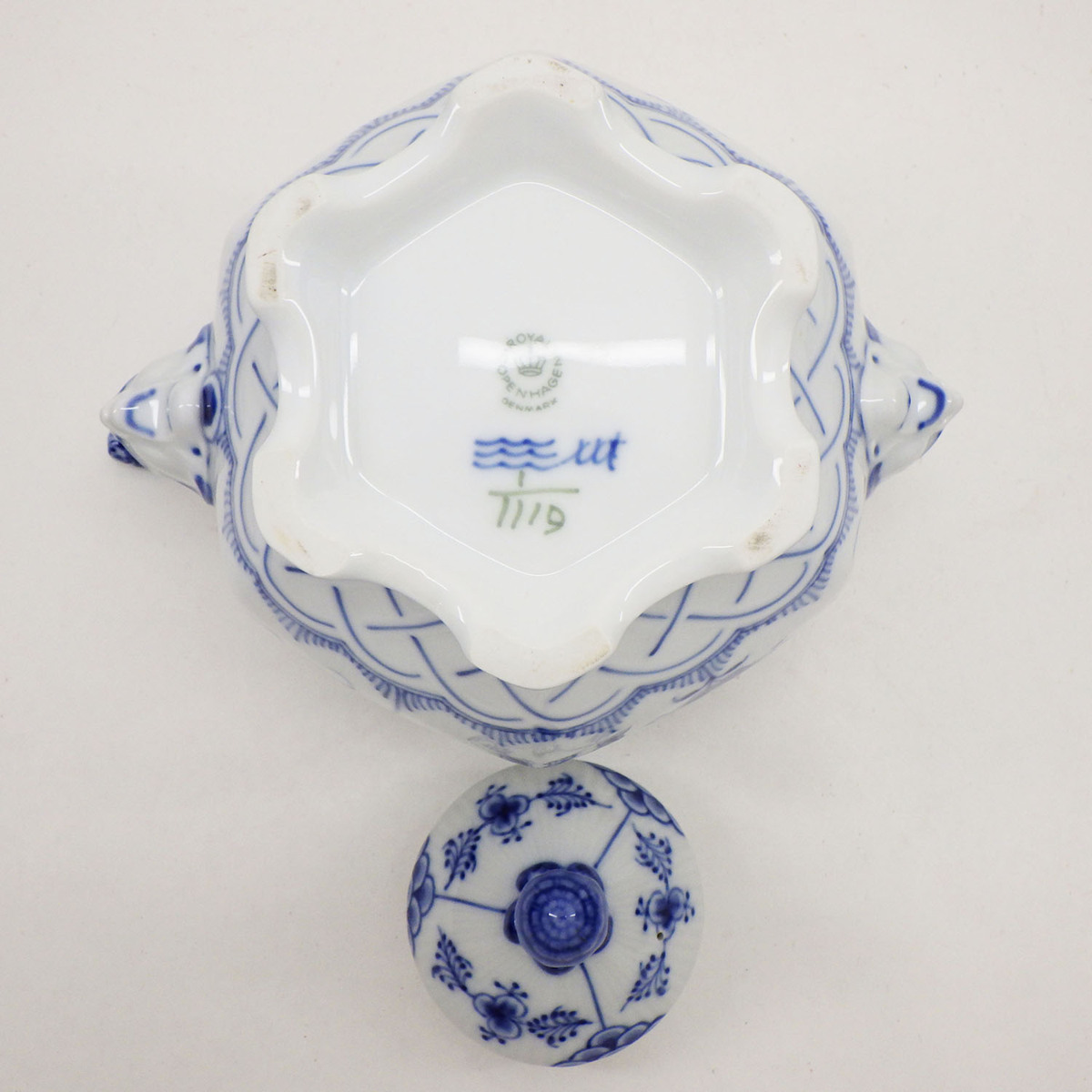 1円～ ロイヤルコペンハーゲン ブルーフルーテッド フルレース ティーポット 顔付き 食器 Royal Copenhagen o155oyfu-1362460【O商品】_8