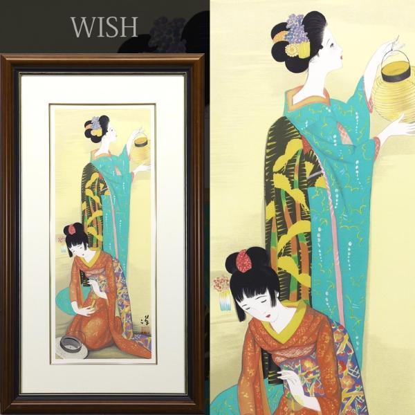真作】【WISH】竹久夢二 木版画 15号大 大作 美人画 〇夢二式美人画で