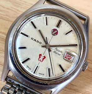 1円～ ラドー 時計 11794-1 パープルホース 自動巻き AT デイト メンズ