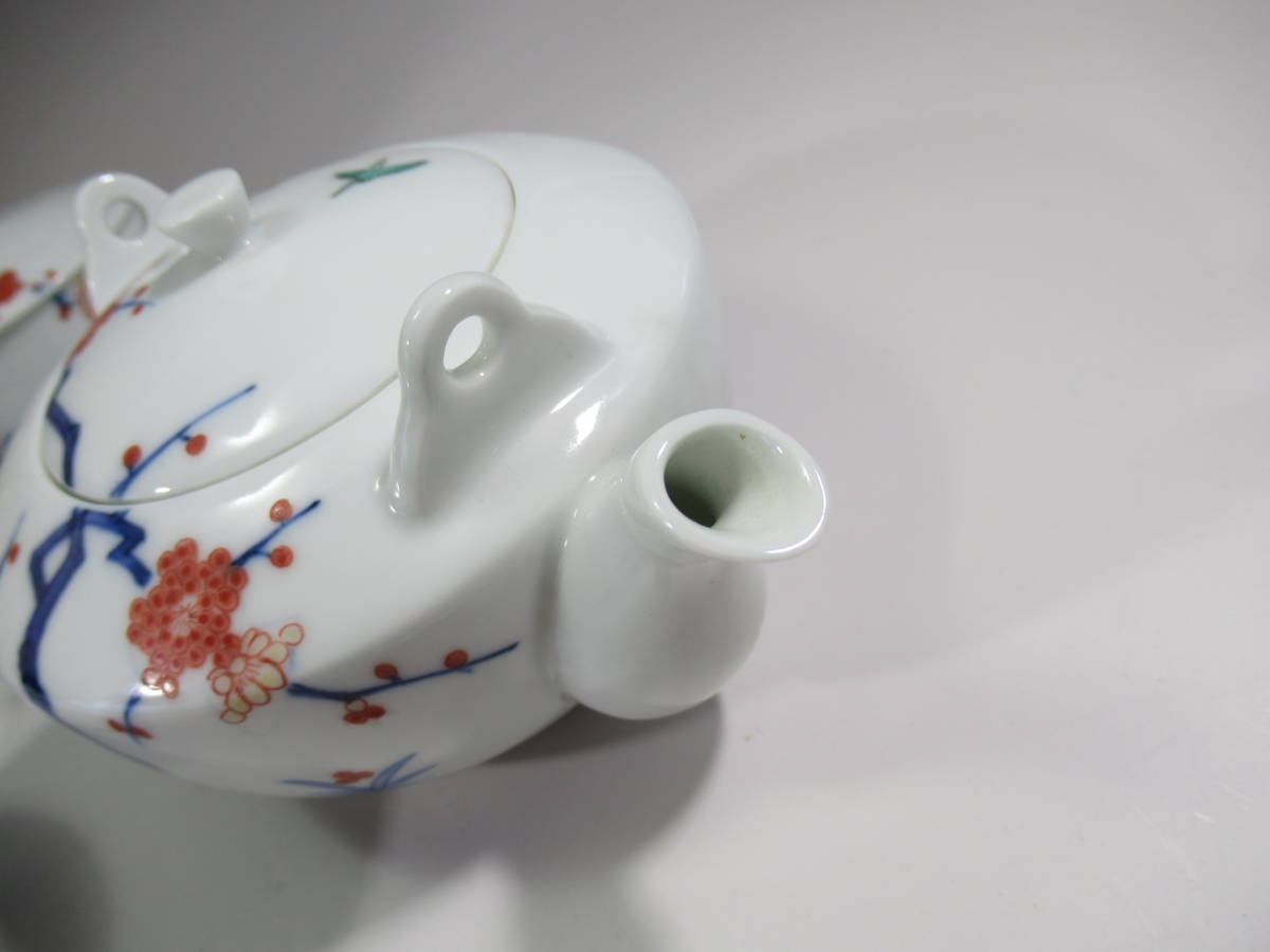 十三代 酒井田柿右衛門】 錦桜鳥文番茶器揃 共箱付 急須 蓋付茶碗五客 