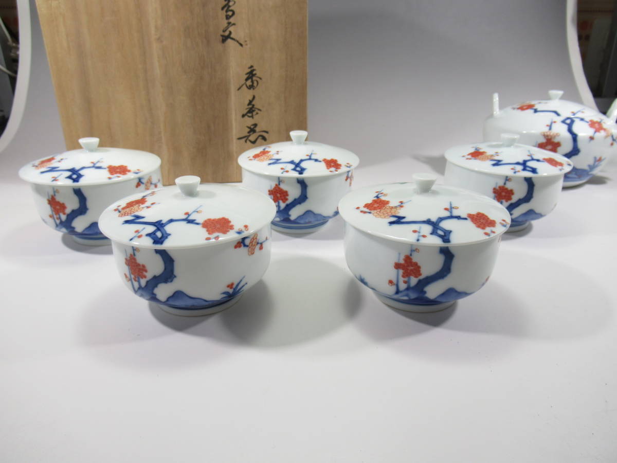 十二代 酒井田柿右衛門 錦 花鳥紋 隅切皿 5客