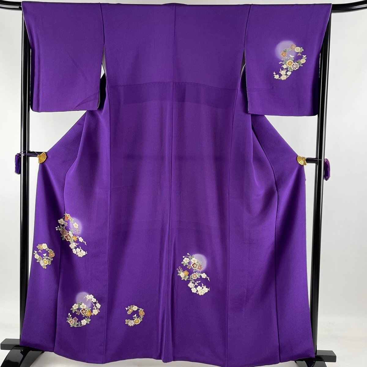 激安大特価，送料無料 付下げ 秀品 花丸紋 桜 金糸 縮緬 紫 袷 163cm 66cm M 正絹(付下げ)｜売買されたオークション情報、yahooの商品情報をアーカイブ公開 - オークファン 付下げ