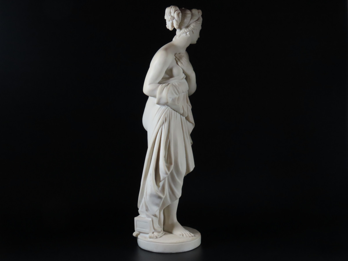 2920 古美術品　細密彫刻女性像　置物　細密細工　骨董 西洋美術 大理石 細密彫刻 美しき裸婦像 特大62cm 10.3kg 置物