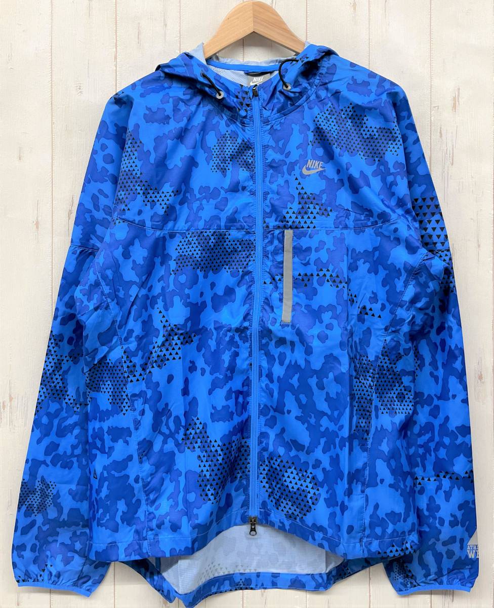 未使用品 ＊NIKE ナイキ ＊迷彩 カモフラージュ ＊パッカブル リップストップ ＊ジャケット ジャンパー ＊L size ブルー フェス スポーツ