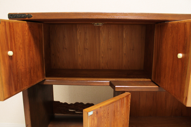 □世界遺産 鹿児島県 認定「屋久杉 飾り棚」茶箪笥 水屋 茶棚 茶道具