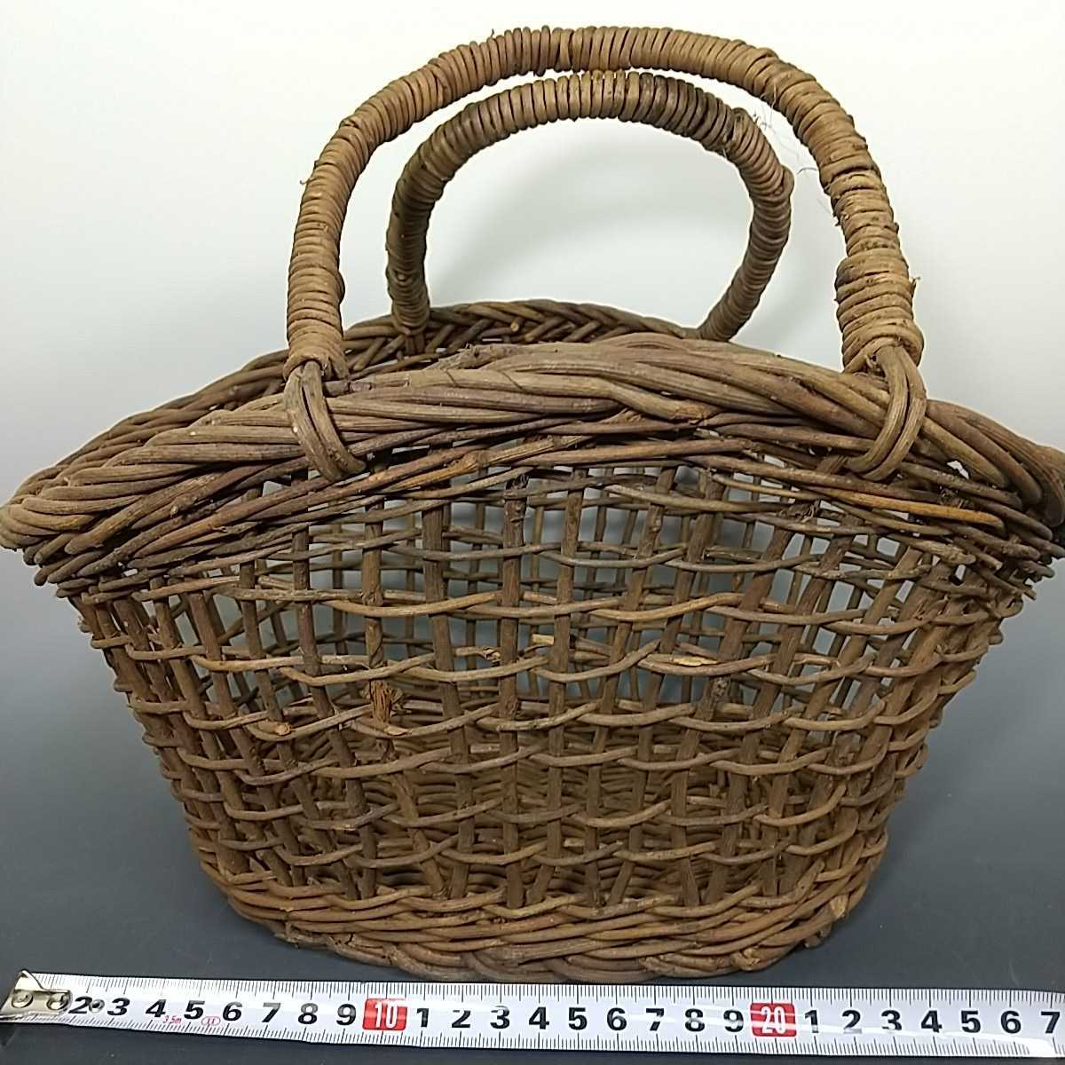 444【同梱NG】あけび籠 細目こだし 手提げ かごバッグ アケビ弦編み 蔦 