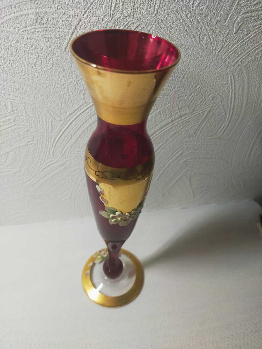 Murano ムラーノガラス フラワーベース 花瓶 パープル イタリア ベネチア Murano ムラーノガラス フラワーベース 花瓶 パープル イタリア