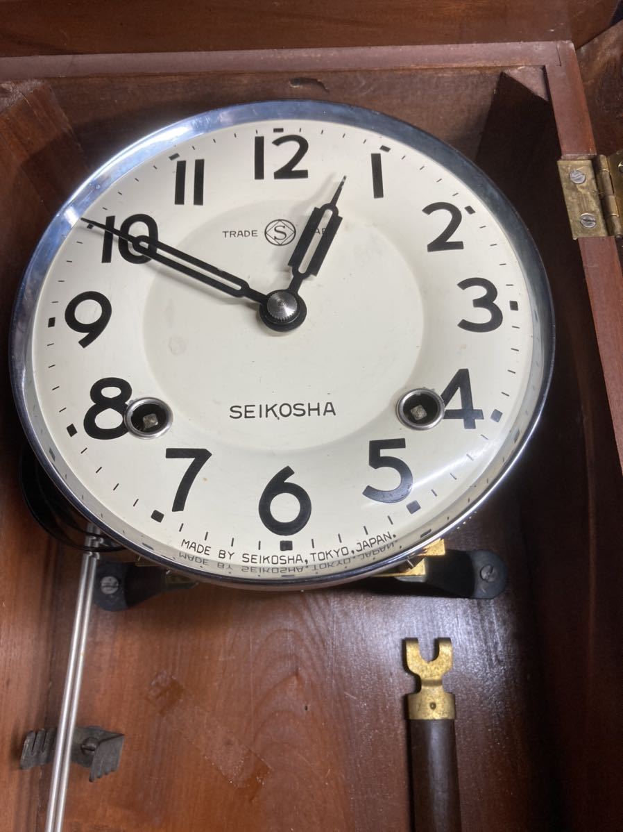 ◇ 精工舎 昭和レトロ 機械式 振り子時計 スリム SEIKOSKA 掛け時計