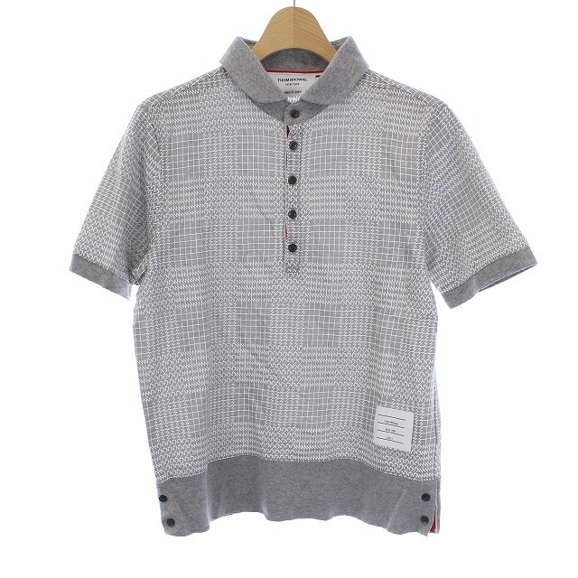 新品，限定セール トムブラウン THOM BROWNE トリコロール 半袖 ポロシャツ ラウンドカラー 総柄 1 S グレー /KH メンズ(トム・ブラウン)｜売買されたオークション情報、yahooの商品情報をアーカイブ公開 - オークフ トム・ブラウン
