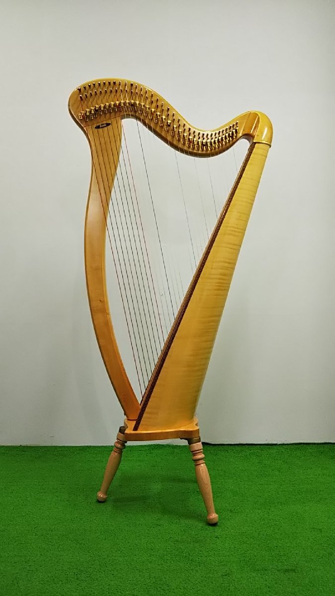 △234 現状品 弦楽器 青山ハープ 130N 34弦 脚付き アオヤマハープ