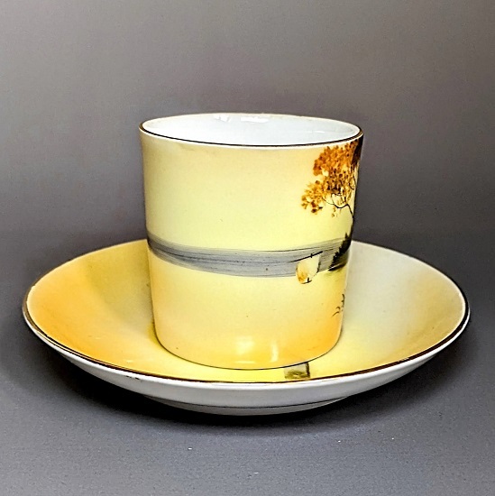 オールドノリタケ カップ＆ソーサー 金彩金盛上湖畔風景白鳥図 有名