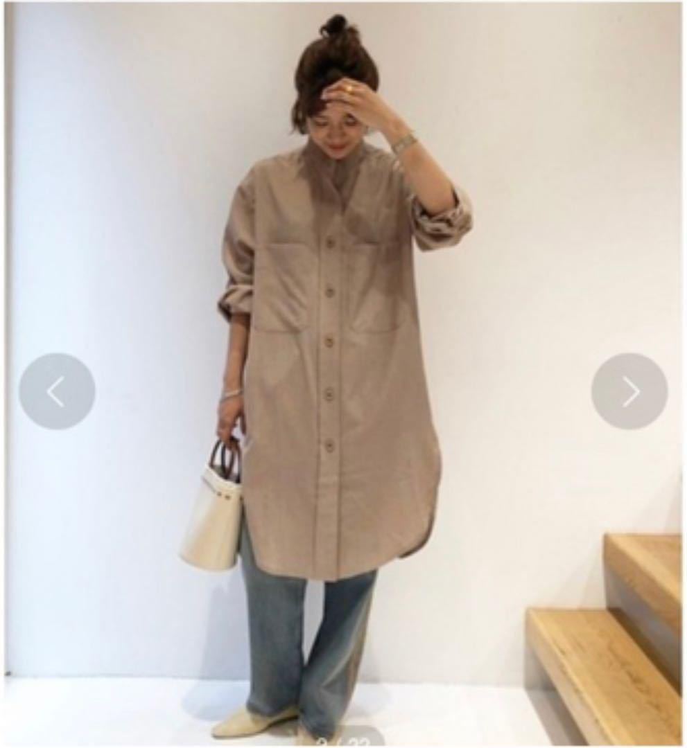 美品】TODAYFUL トゥデイフル ポケットロングシャツ ベージュ F長袖 