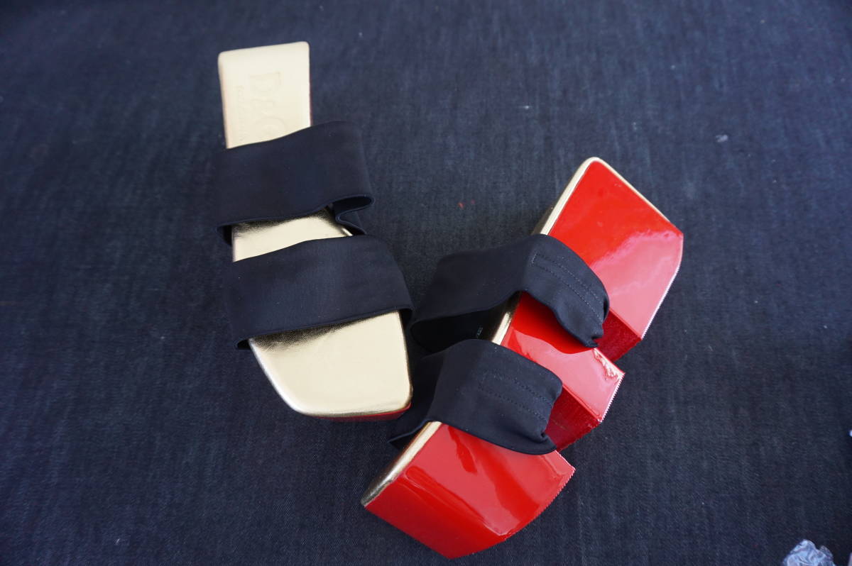 \u0026 DOLCE GABBANA EU37&frasl;US6.5 $1990 GDO53BL54 D＆G DOLCE&GABBANA【37-23.5ｃｍ/ソール7ｃｍ】厚底サンダル　靴　シューズ　下駄◆ドルチェアンドガッバーナ　ドルガバ　DG D&G