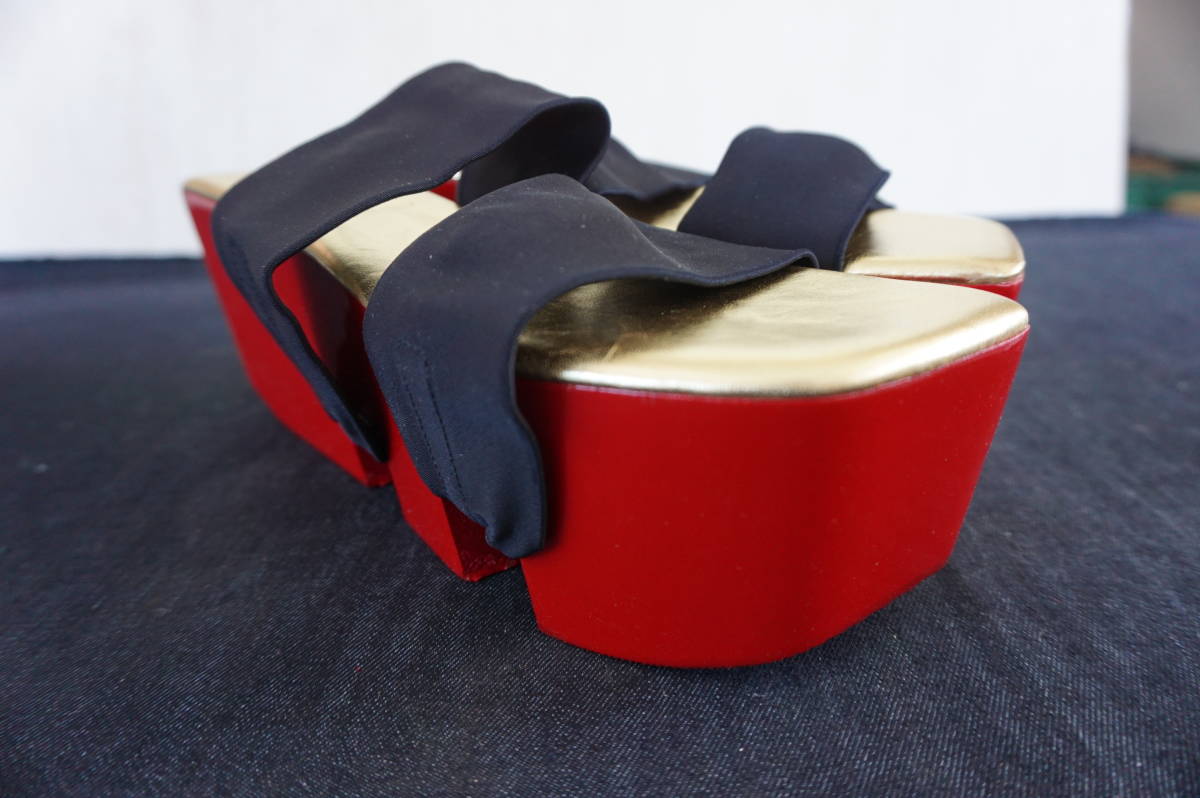 \u0026 DOLCE GABBANA EU37&frasl;US6.5 $1990 GDO53BL54 D＆G DOLCE&GABBANA【37-23.5ｃｍ/ソール7ｃｍ】厚底サンダル　靴　シューズ　下駄◆ドルチェアンドガッバーナ　ドルガバ　DG D&G