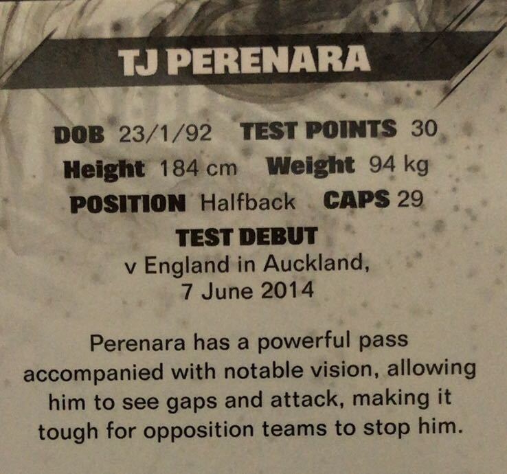 TJペレナラ 直筆サインカード オールブラックス 150枚限定 TJ PERENARA 