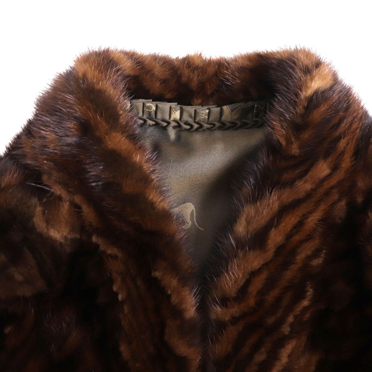 美品▽MINK ミンク 本毛皮コート 美艶 ダブル サイズM相当 美品★MINK　デザインミンク　本毛皮コート／ジャケット　ブラウン　毛質艶やか・柔らか◎