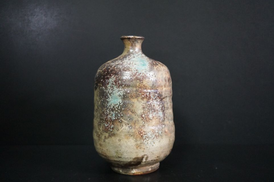 c143-3 仙台堤焼 針生乾馬 造 壷 2点 [緑釉辰砂] [灰釉窯変] 花器(陶磁