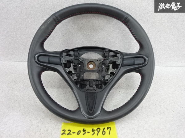 ホンダ純正 FD2 シビック タイプR レザー ステアリング ハンドル ステアリングホイール 赤ステッチ 棚2O15