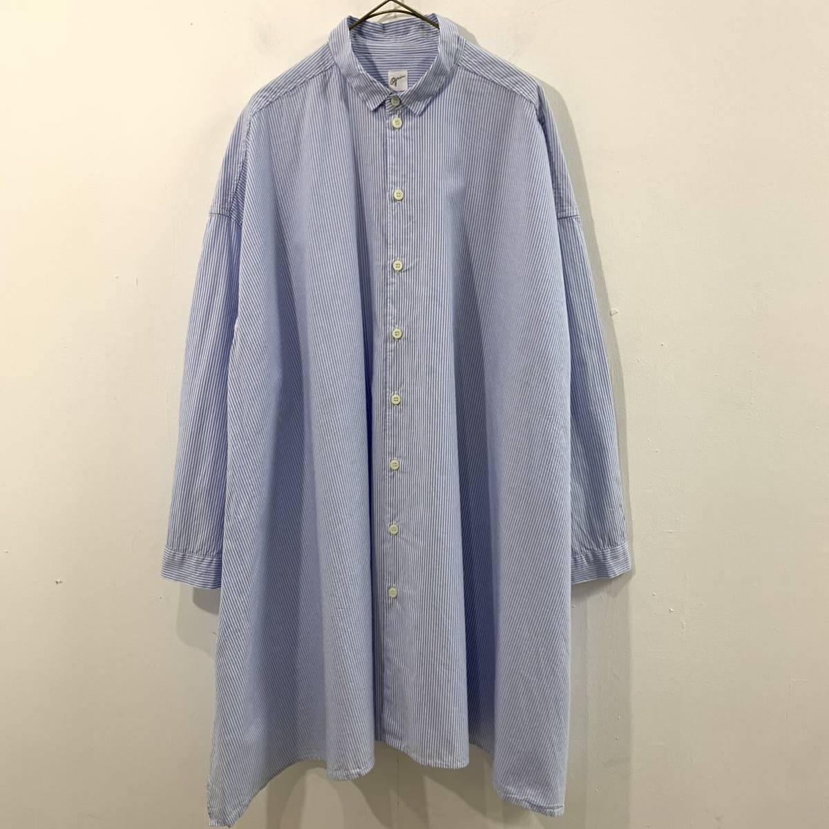 【定番人気，豊富な】 grin ロングシャツ オーバーサイズシャツ シャツワンピース ストライプ 総柄 フレアシャツ ブルー 青 グリン レターパックプラス郵送可(Mサイズ)｜売買されたオークション情報、yahooの商品情 Mサイズ