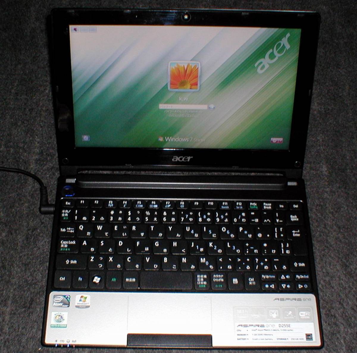 acer ASPIRE one D255E-WS125 Windows7 Junk！ 綺麗・通電OK 光沢画面 