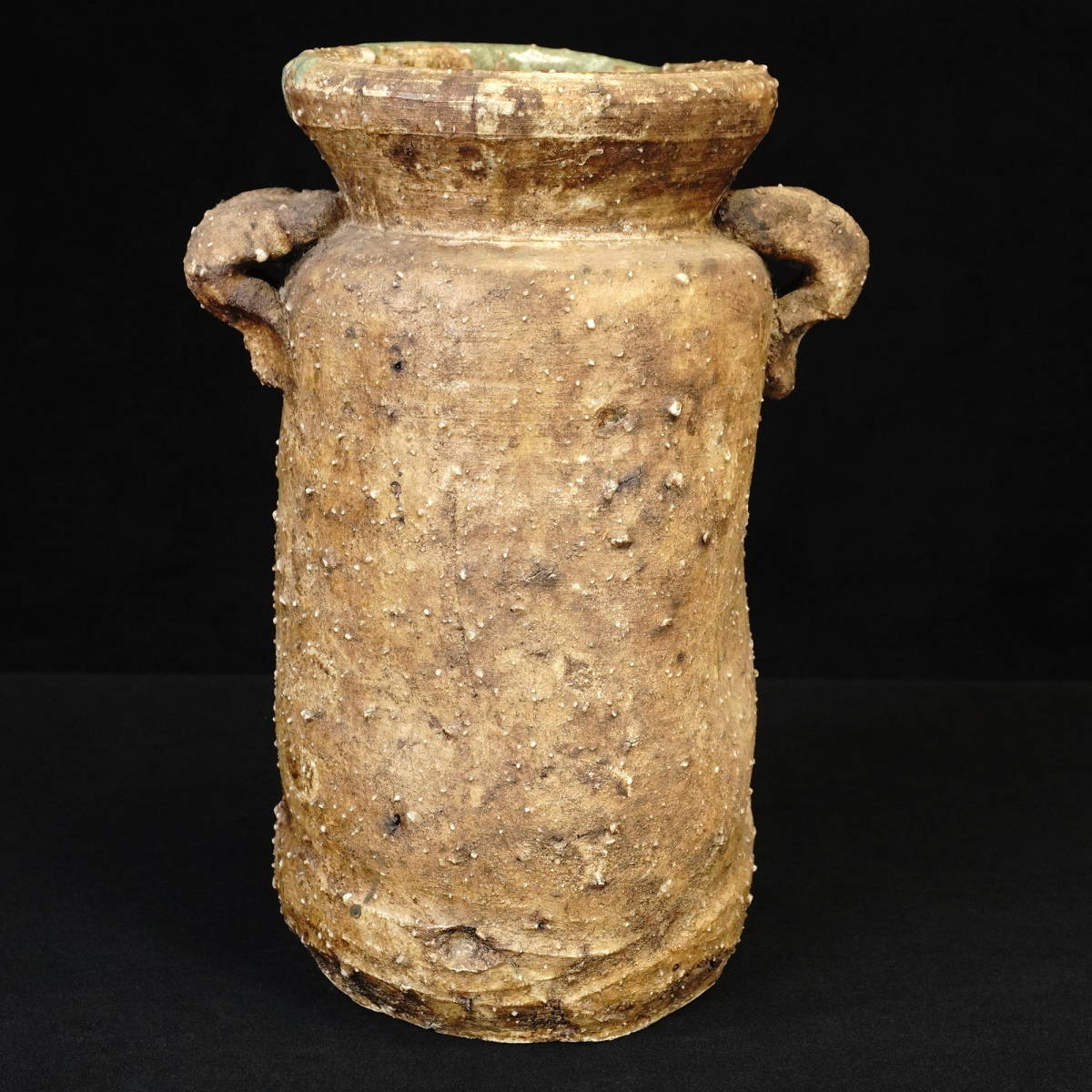 時代物 古伊賀 伊賀焼 ビードロ釉耳付花瓶 花器 骨董収集家 コレクター