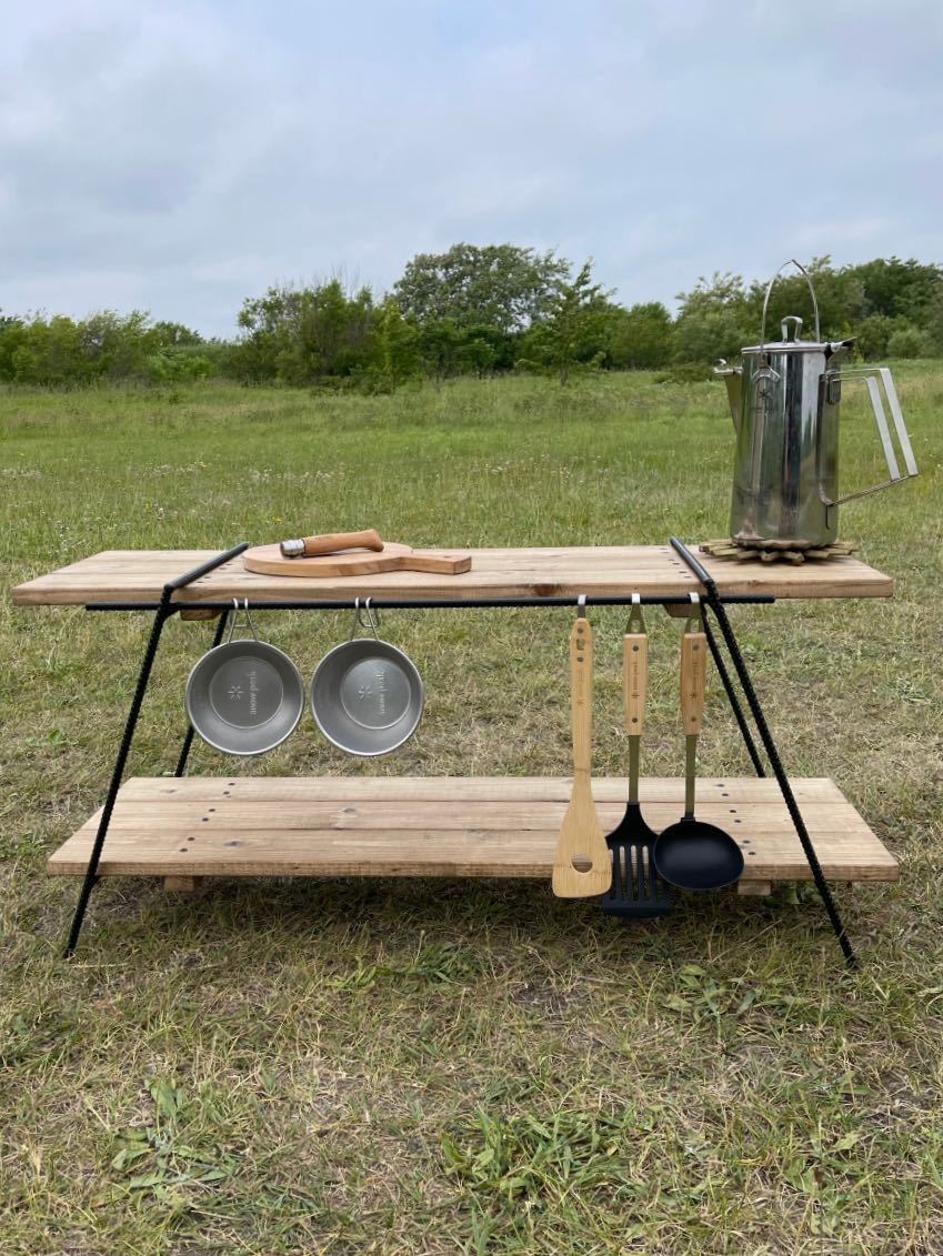 アイアンレッグ 吊り下げ2段シェルフ アンティークウッド アイアン