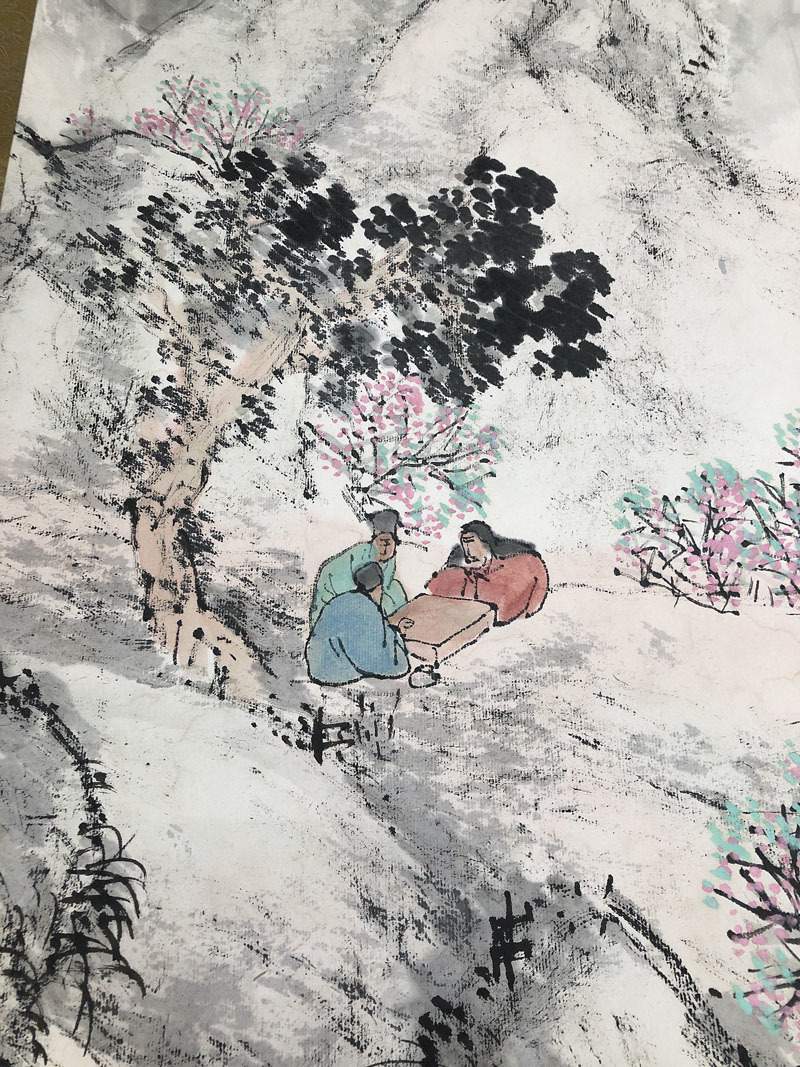 ◇◇作者不明 掛け軸 古物 春山桃花 観崖 雲桟◇◇｜美術品